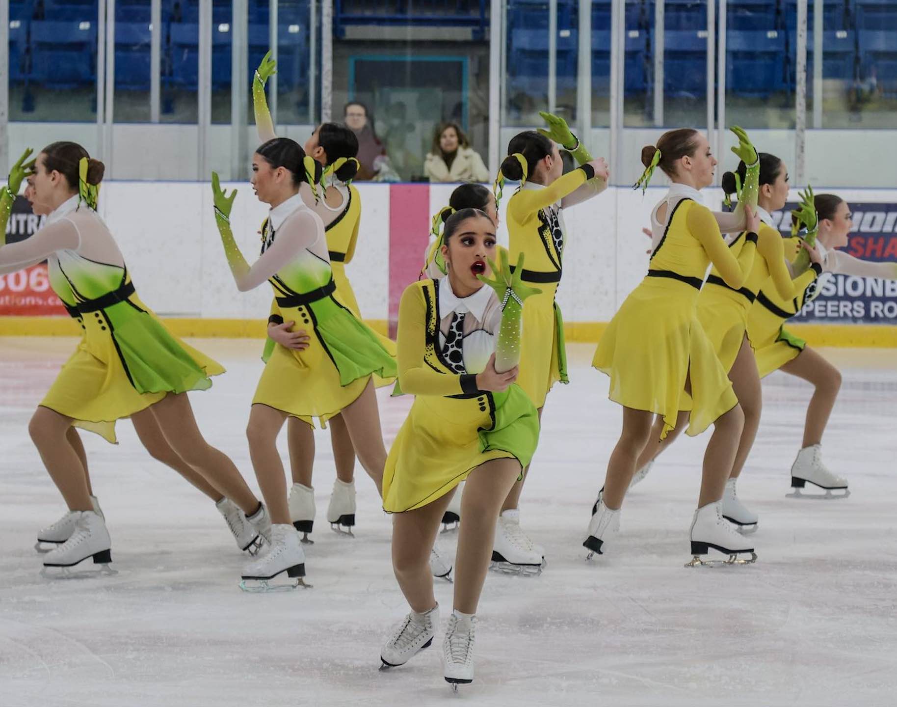 Synchronized skating team in formation