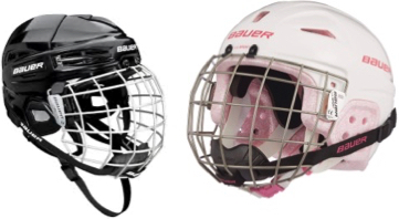 Two hockey helmets